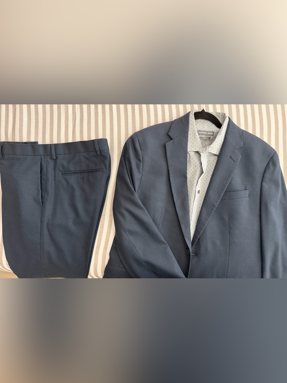 Banana Republic Men's Slate Blue Suit Jacket & Pants w/ GB Dress Shirt.